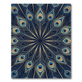 Peacock Feather Circular Navy Gold Art Rug