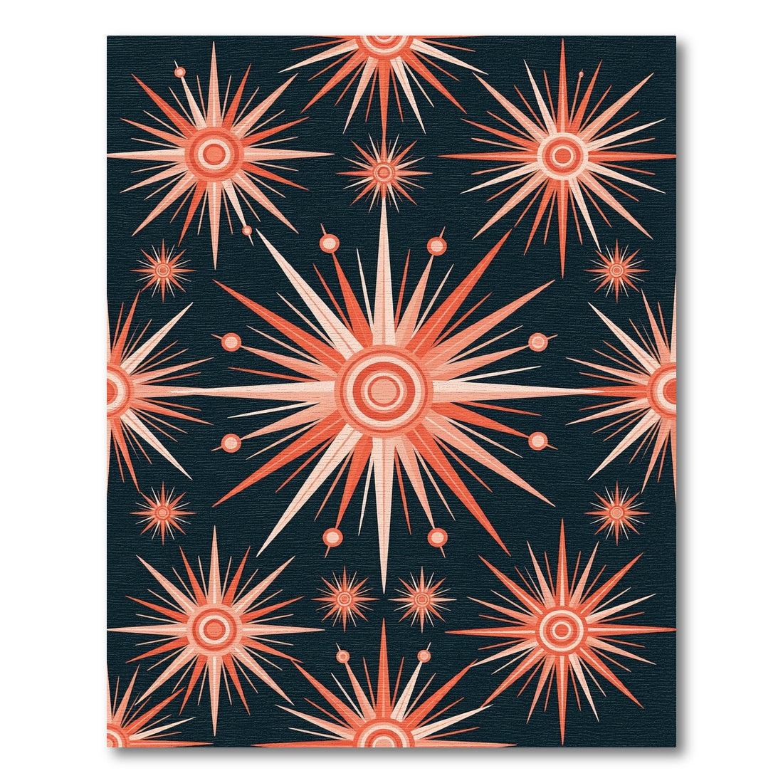 Coral Sunburst Star Burst Rug