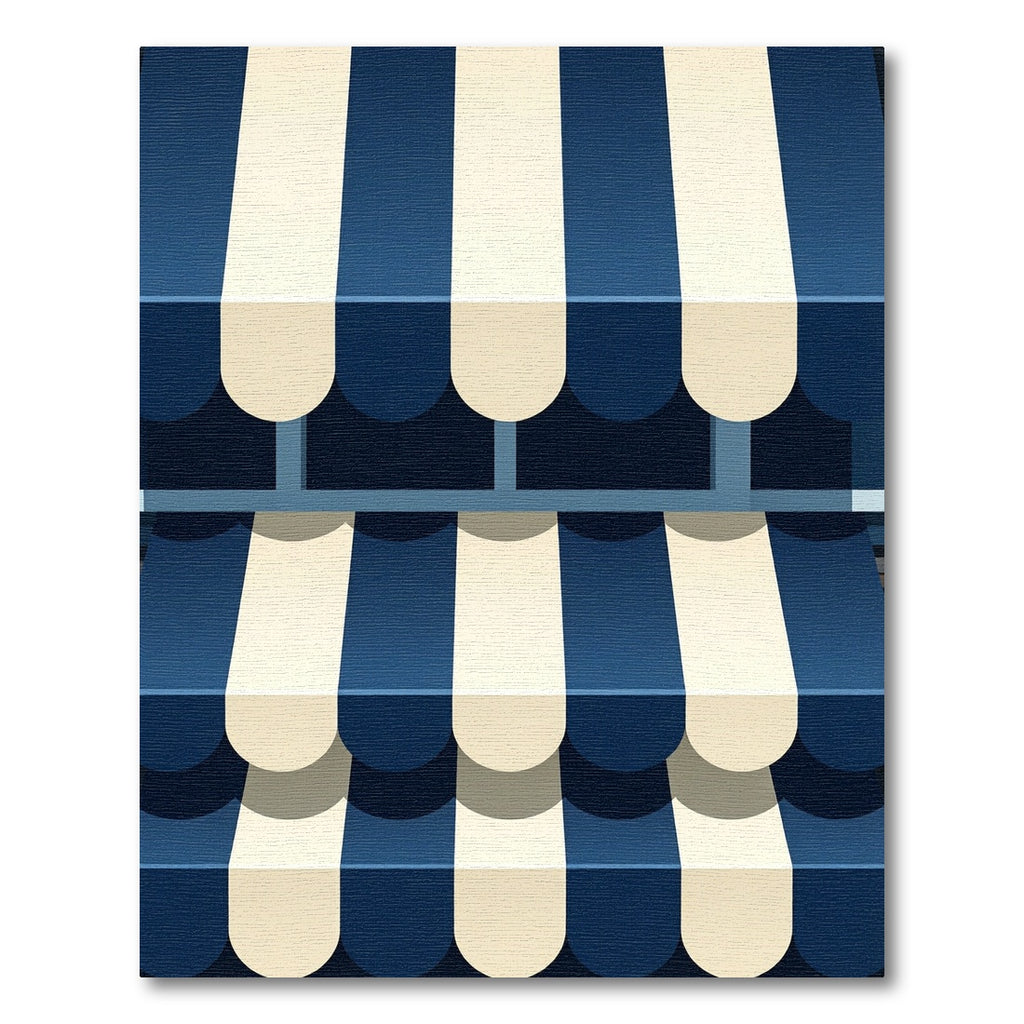 Navy and Cream Vertical Stripe Rug