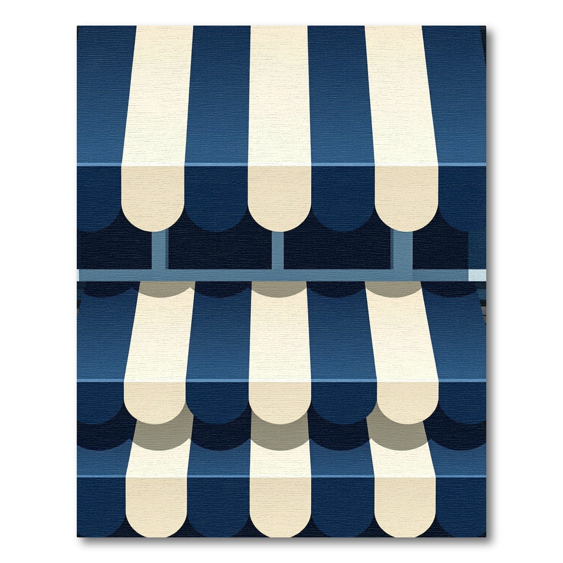 Navy and Cream Vertical Stripe Rug