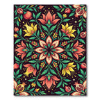 Vibrant Botanical Pomegranate Floral Medallion Rug