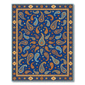 Elegant Navy Paisley Floral Mandala Rug