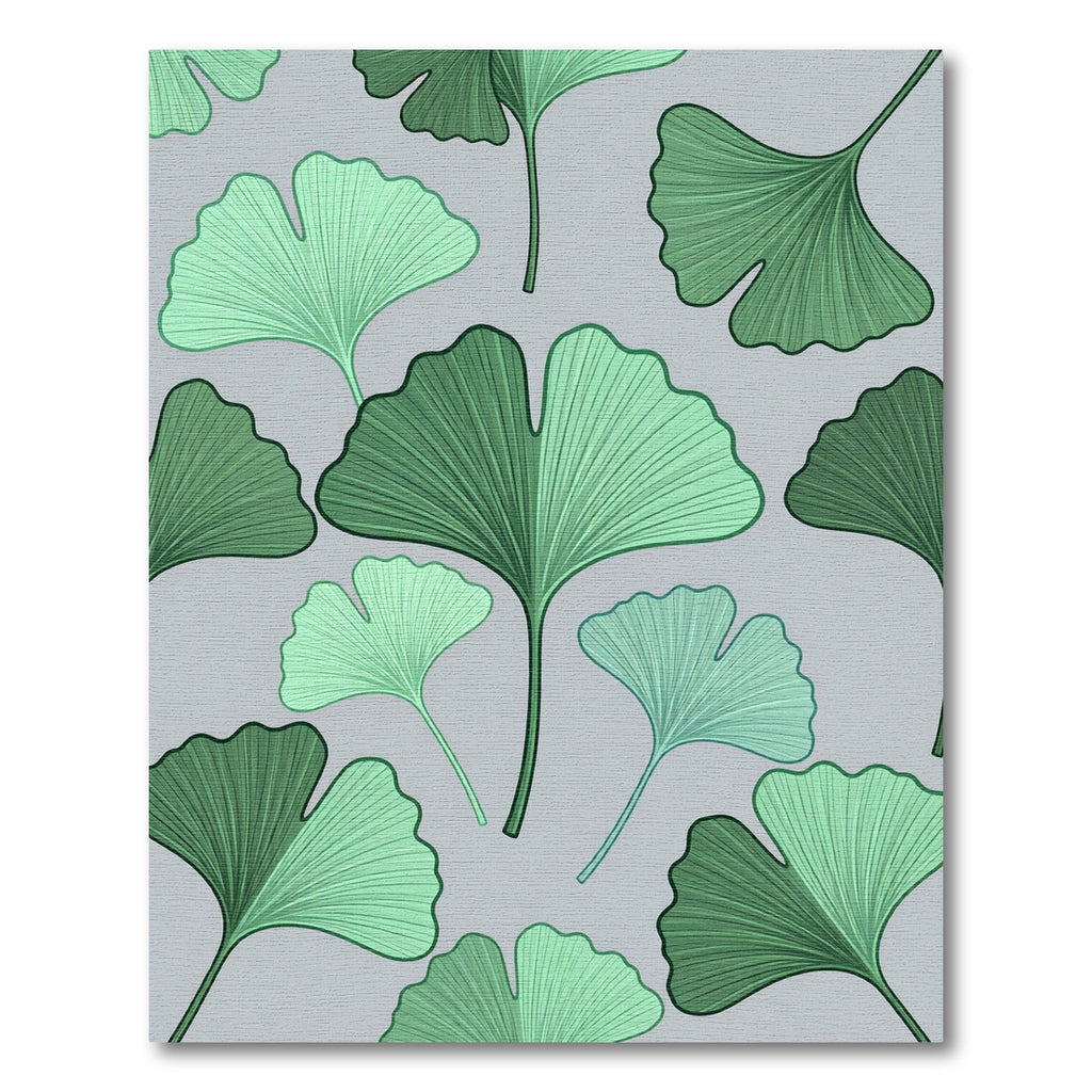 Green Ginkgo Leaf Pattern Rug
