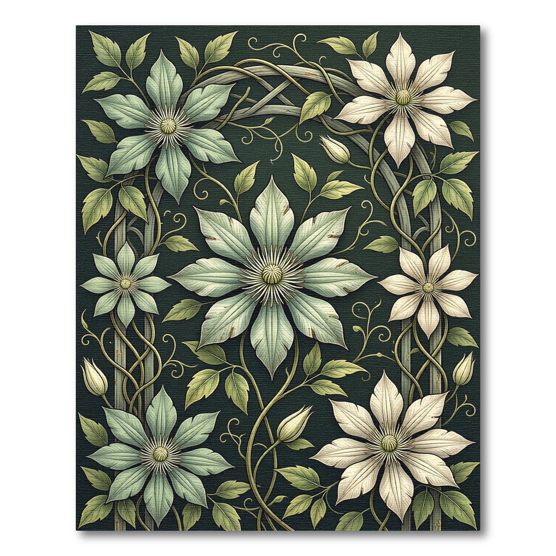 Sage Green Bloom Climbing Vine Rug