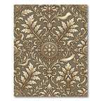 Gilded Baroque Scrollwork Medallion Overlay Rug