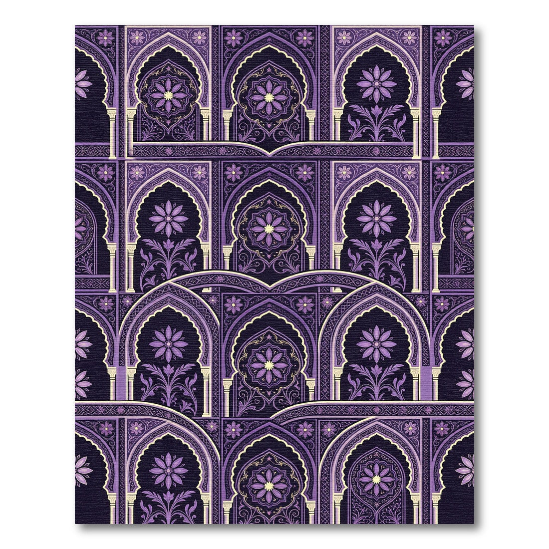 Purple Arch Floral Medallion Scene Rug