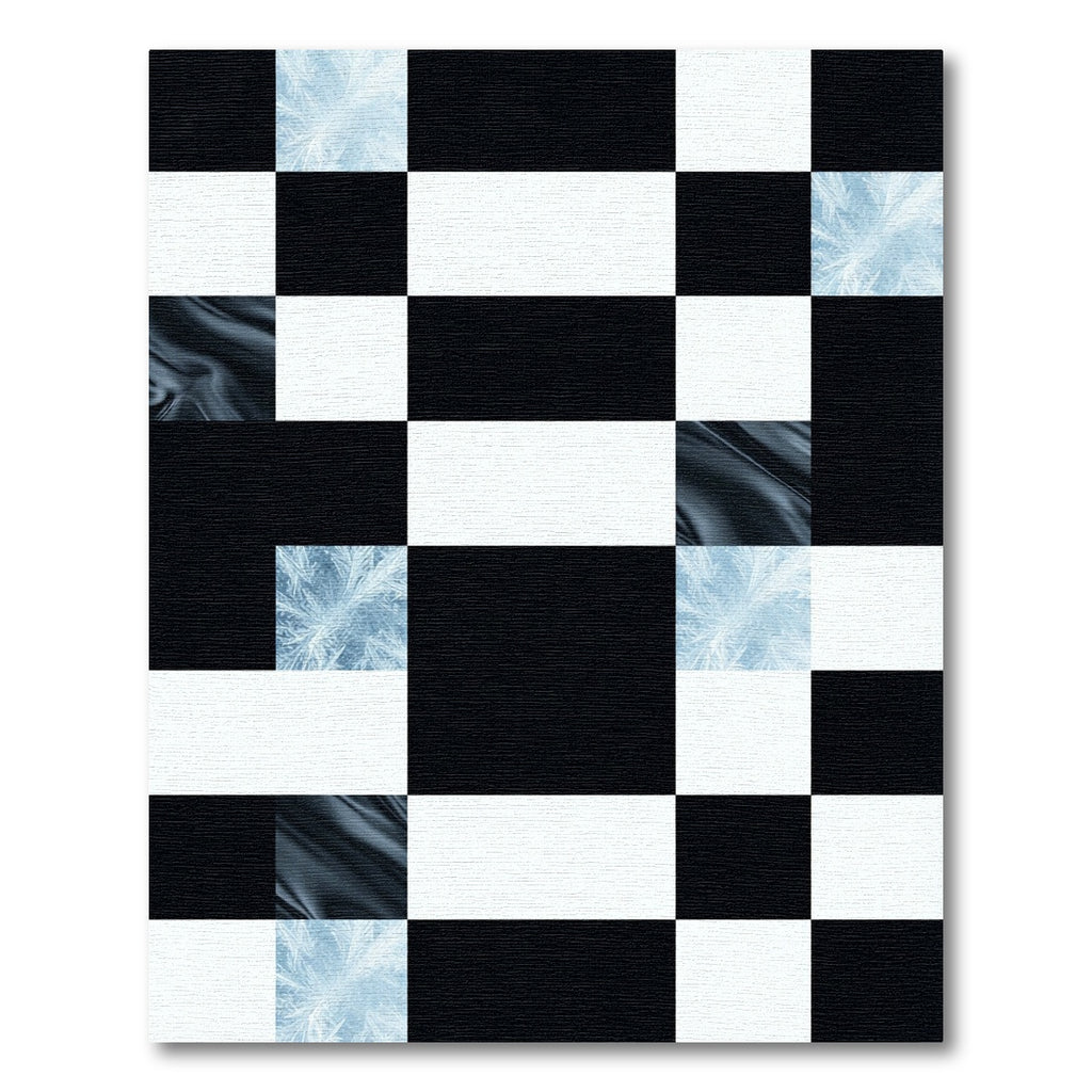 Cool Frosty Black White Squares Rug