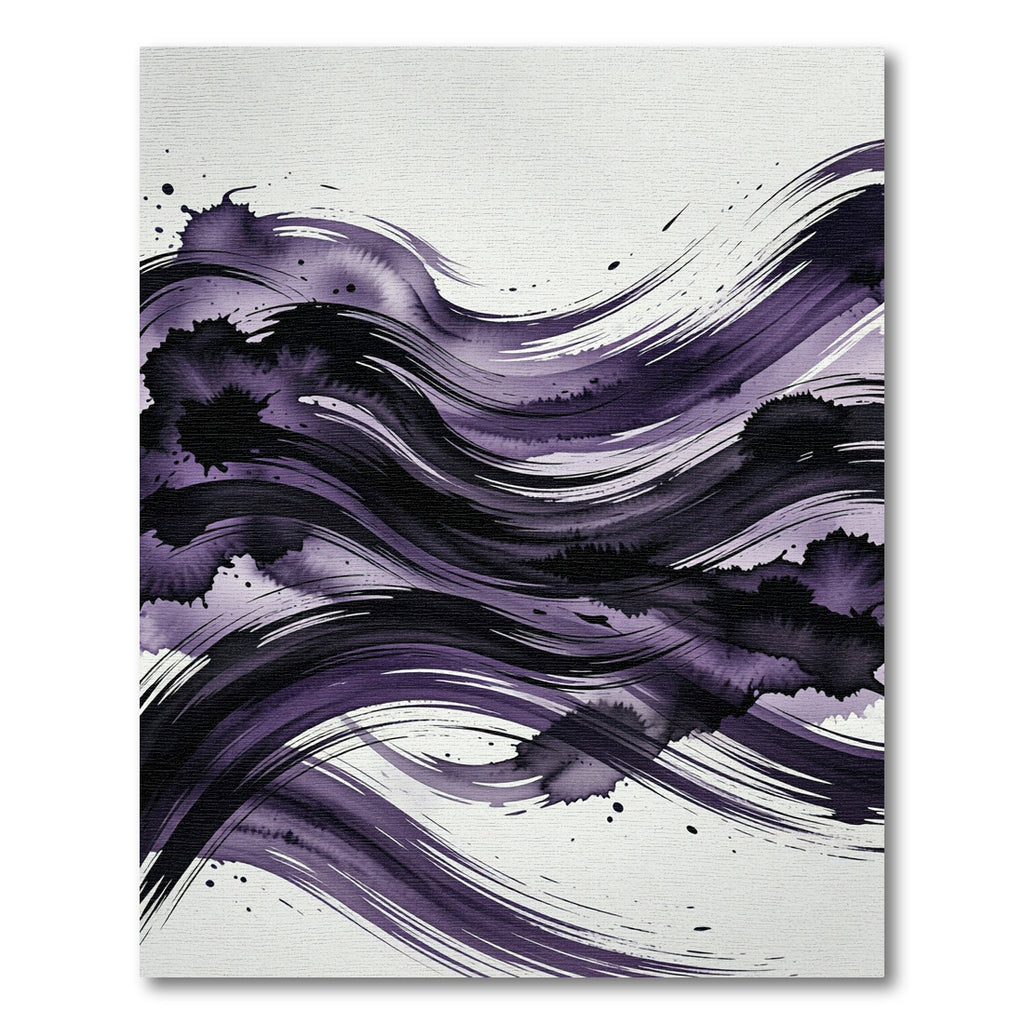 Deep Purple Abstract Ink Wave Rug