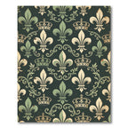 Regal Green Fleur-de-lis Royal Crown Wallpaper Rug