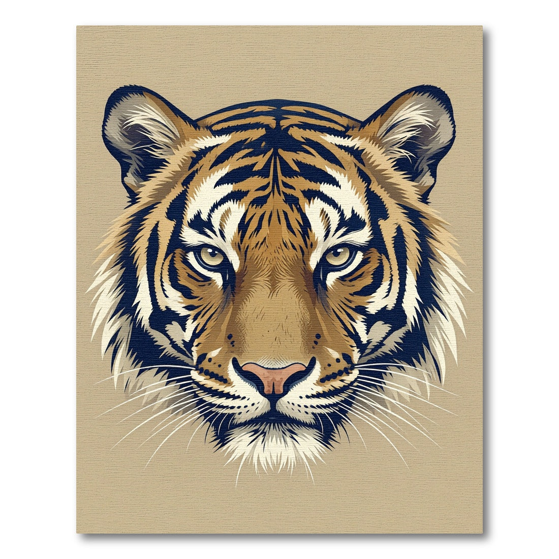 Majestic Symmetrical Orange Tiger Portrait Rug