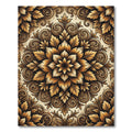 Golden Baroque Floral Damask Medallion Rug