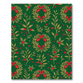 Emerald Green Red Floral Wreath Design Rug