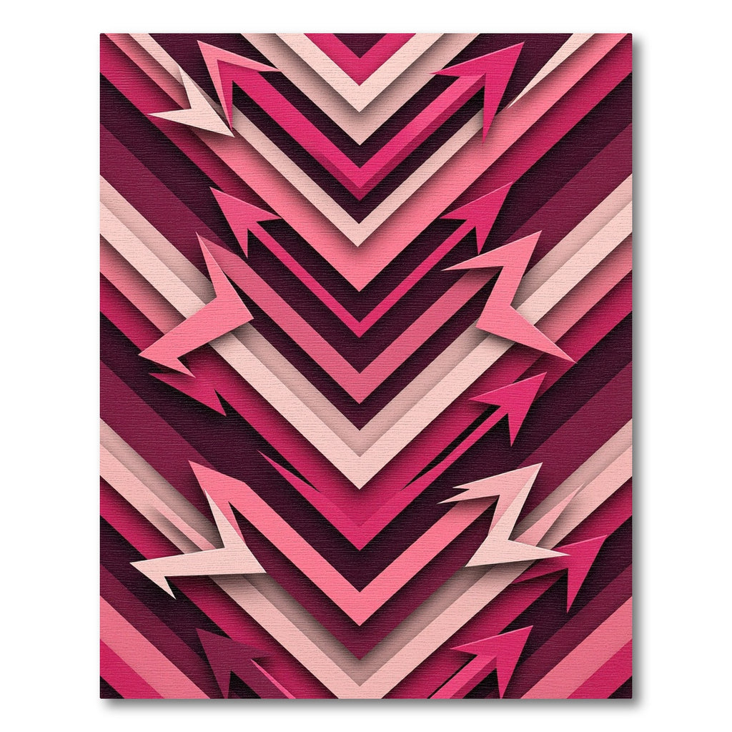 Geometric Layered Magenta Pink Arrows Rug
