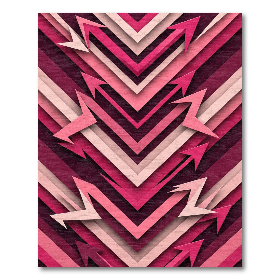 Geometric Layered Magenta Pink Arrows Rug