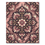 Elegant Blush Floral Damask Medallion Rug