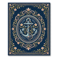 Blue Anchor Floral Scrollwork Accent Rug