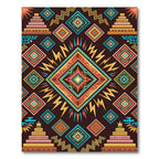 Vibrant Geometric Aztec Diamond Earthy Rug