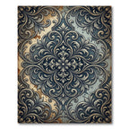 Elegant Damask Scrollwork Slate Beige Rug