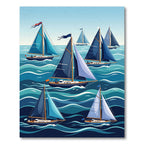 Nautical Sailboats Sailing Ocean Waves Rug