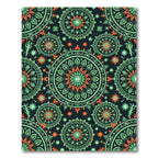 Emerald Orange Mandala Medallion Layered Rug