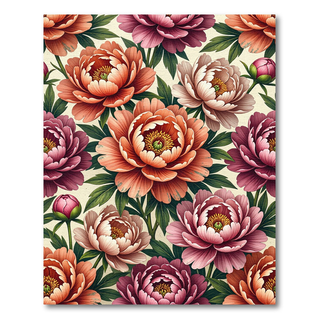 Soft Peony Floral Watercolor Bouquet Rug
