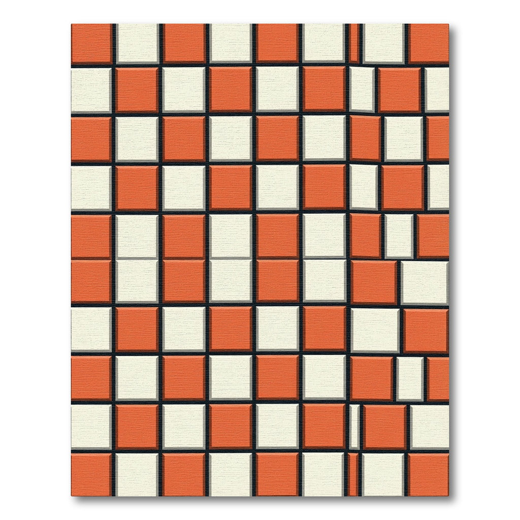 Retro Orange White Checkered Squares Rug