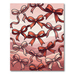 Whimsical Blush and Crimson Ribbon Garland Rug