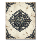 Ornate Bronze Filigree Damask Medallion Rug