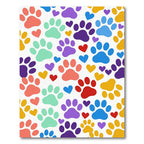 Colorful Whimsical Paw and Heart Illustration Rug
