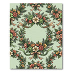 Sage Green Floral Wreath Ribbon Rug