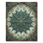 Ornate Sage Green Star Mandala Rug