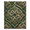 Ornate Olive and Gold Scrollwork Rug