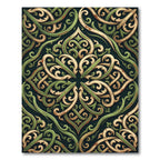 Ornate Olive and Gold Scrollwork Rug