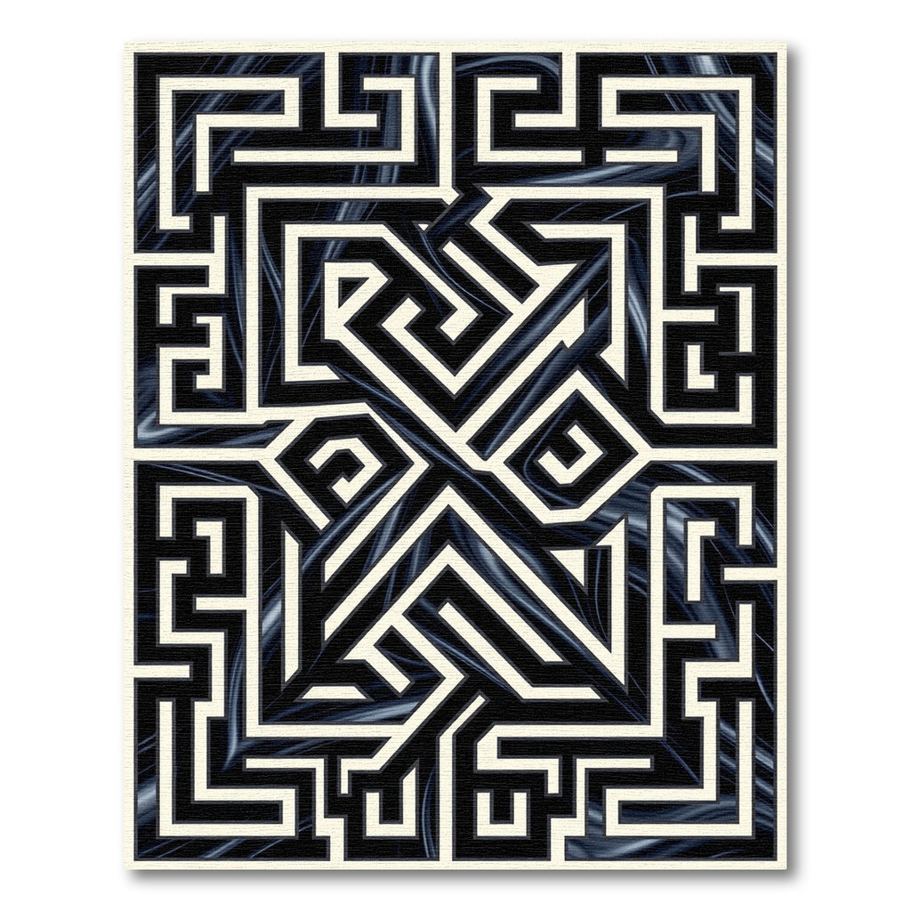 Black White Maze Illusion Art Rug