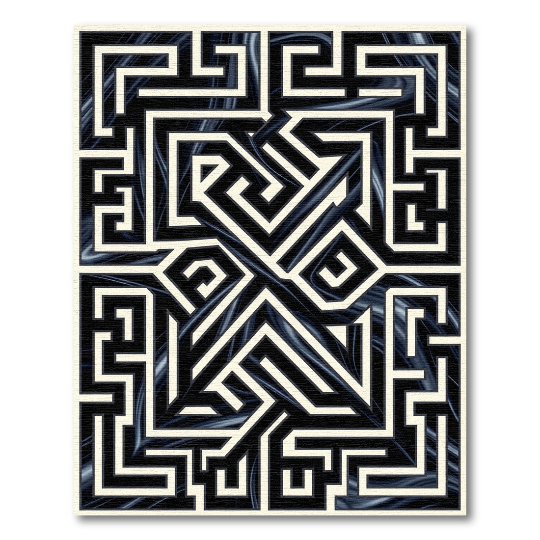 Black White Maze Illusion Art Rug