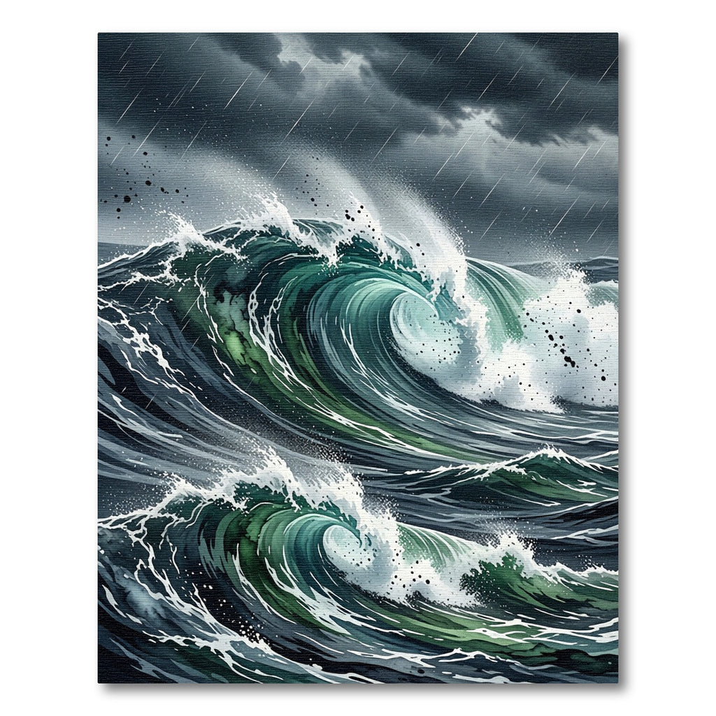 Dramatic Stormy Deep Sea Wave Rug