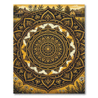 Golden Mandala Farmhouse Floral Art Rug