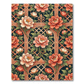 Coral Peach Peony Garden Lattice Rug