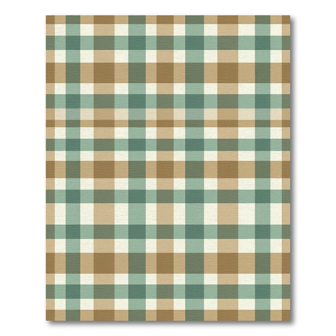 Sage Green and Taupe Plaid Check Rug