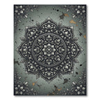 Vintage Botanical Silver Gray Floral Medallion Rug