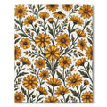 Golden Daisy Floral Botanical Arrangement Rug