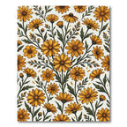 Golden Daisy Floral Botanical Arrangement Rug