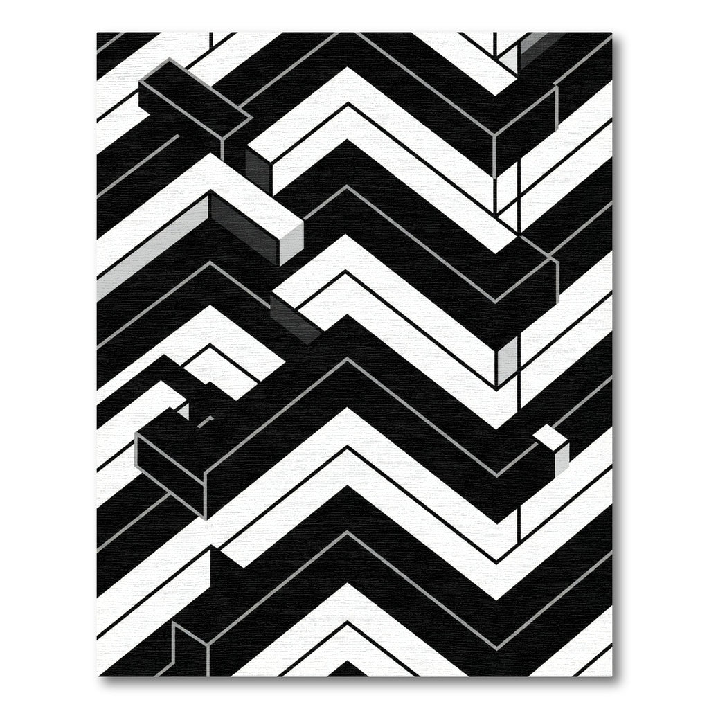 Monochromatic Geometric Illusion Zigzag Rug