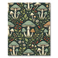 Sage Mushroom Forest Botanical Illustration Rug