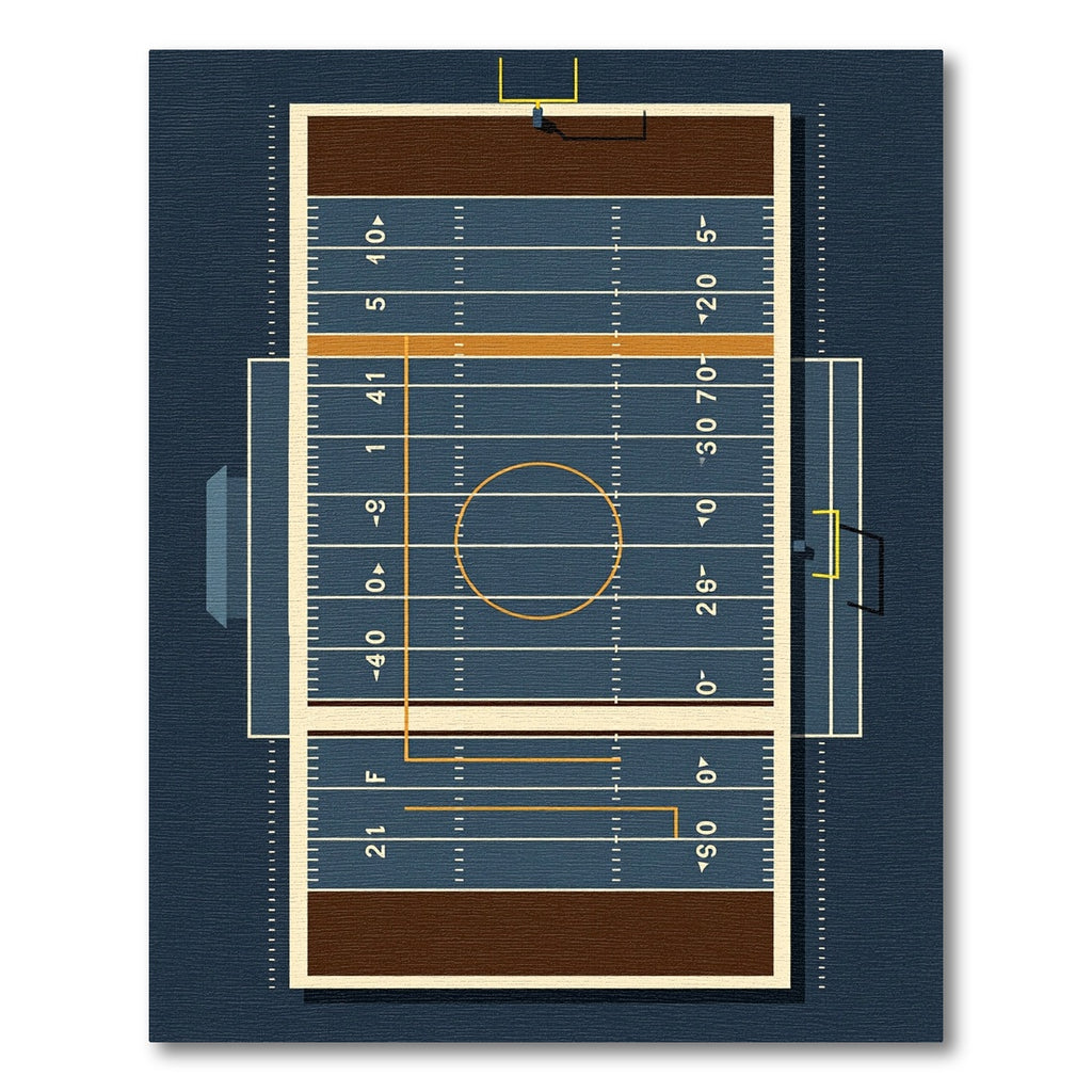 Modern Blue Grid Football Field Rug