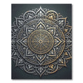 Ornate Silver and Gold Mandala Medallion Rug