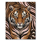 Fierce Tiger Face Swirling Stripes Rug