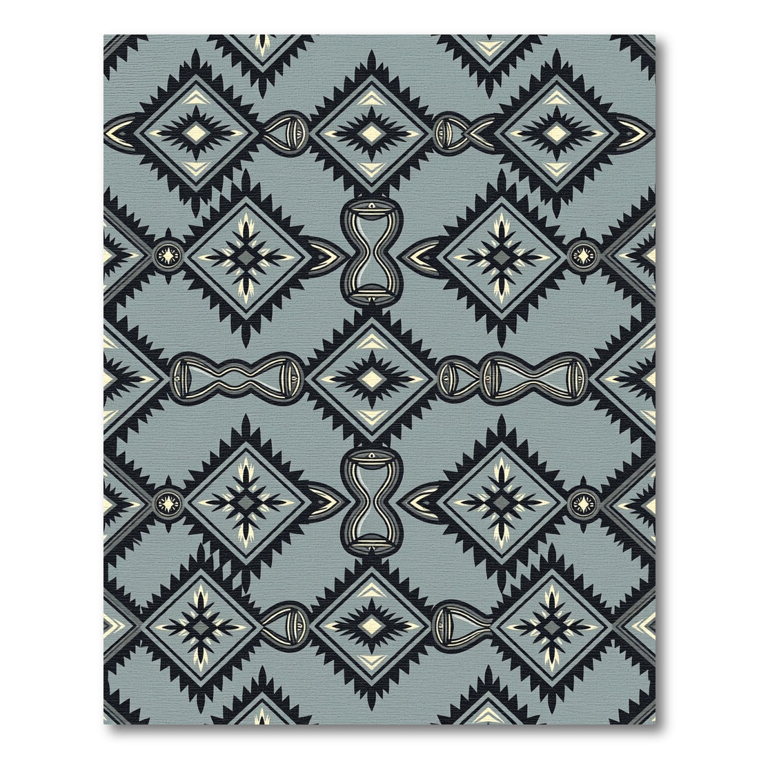 Gray Diamond Hourglass Native American Rug