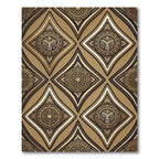 Golden Tribal Face Diamond Pattern Rug