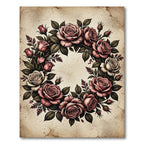 Vintage Blush Rose Wreath Garden Rug